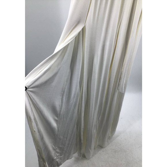 LULU'S SZ M Just Breathe White Belted Slit Rayon Blend Wide Leg Jumpsuit NEW B23 - Picture 4 of 8